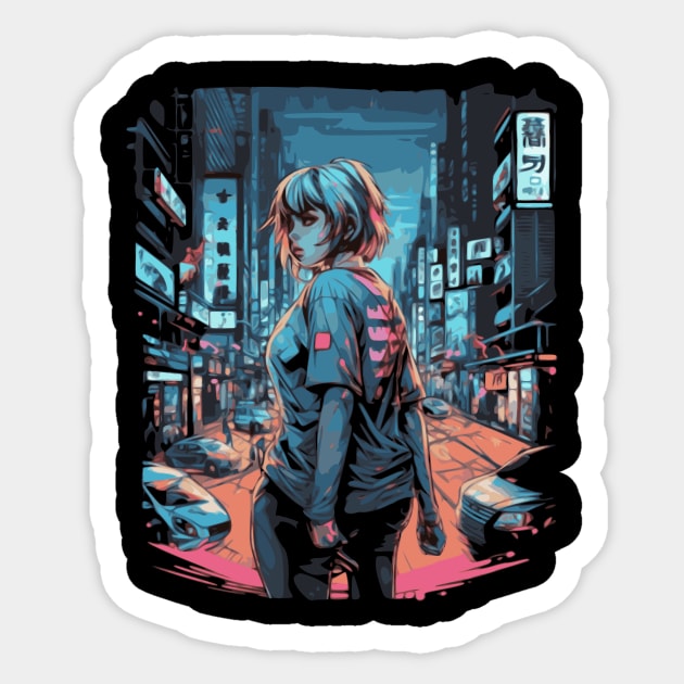 Cyberpunk Anime Aesthetic in Tokyo Japan Sticker by Pixy Official